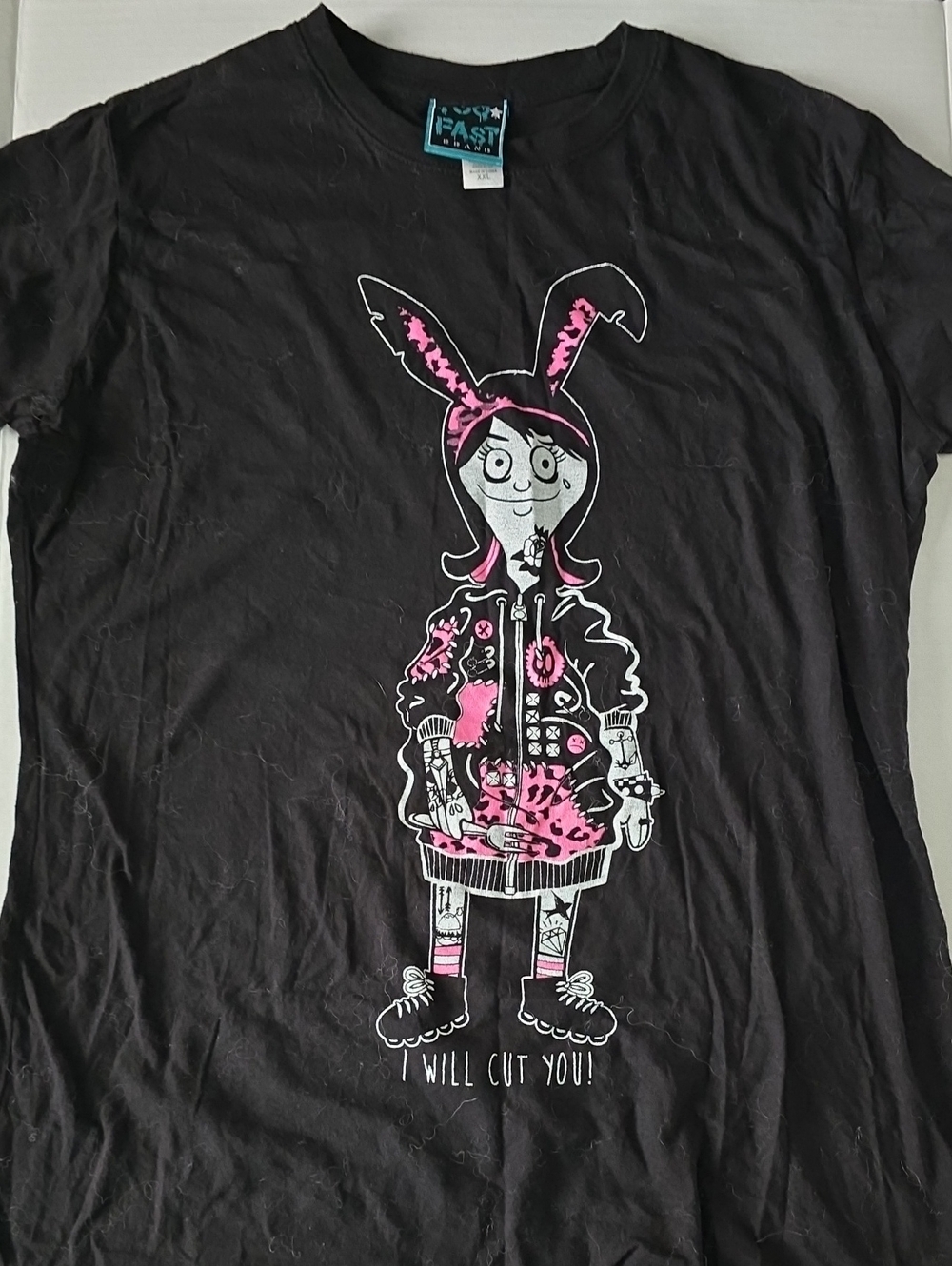 Too Fast Brand Bob’s Burgers Louise Belcher Punk Graphic T-Shirt Black XXL
